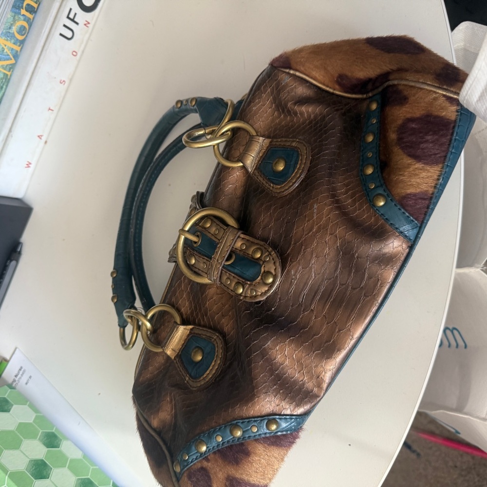 Stylish Brown and Blue Women's Handbag